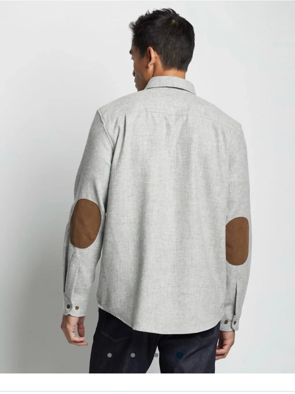 J. Crew Dark Gray Wool-Cotton Knit Top with White Buttons M